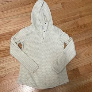Columbia Knit Hoodie Womens M outdoors activewear camping Hiking Cream/White